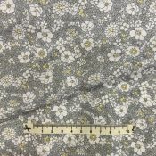 Tissu patch fleurs gris